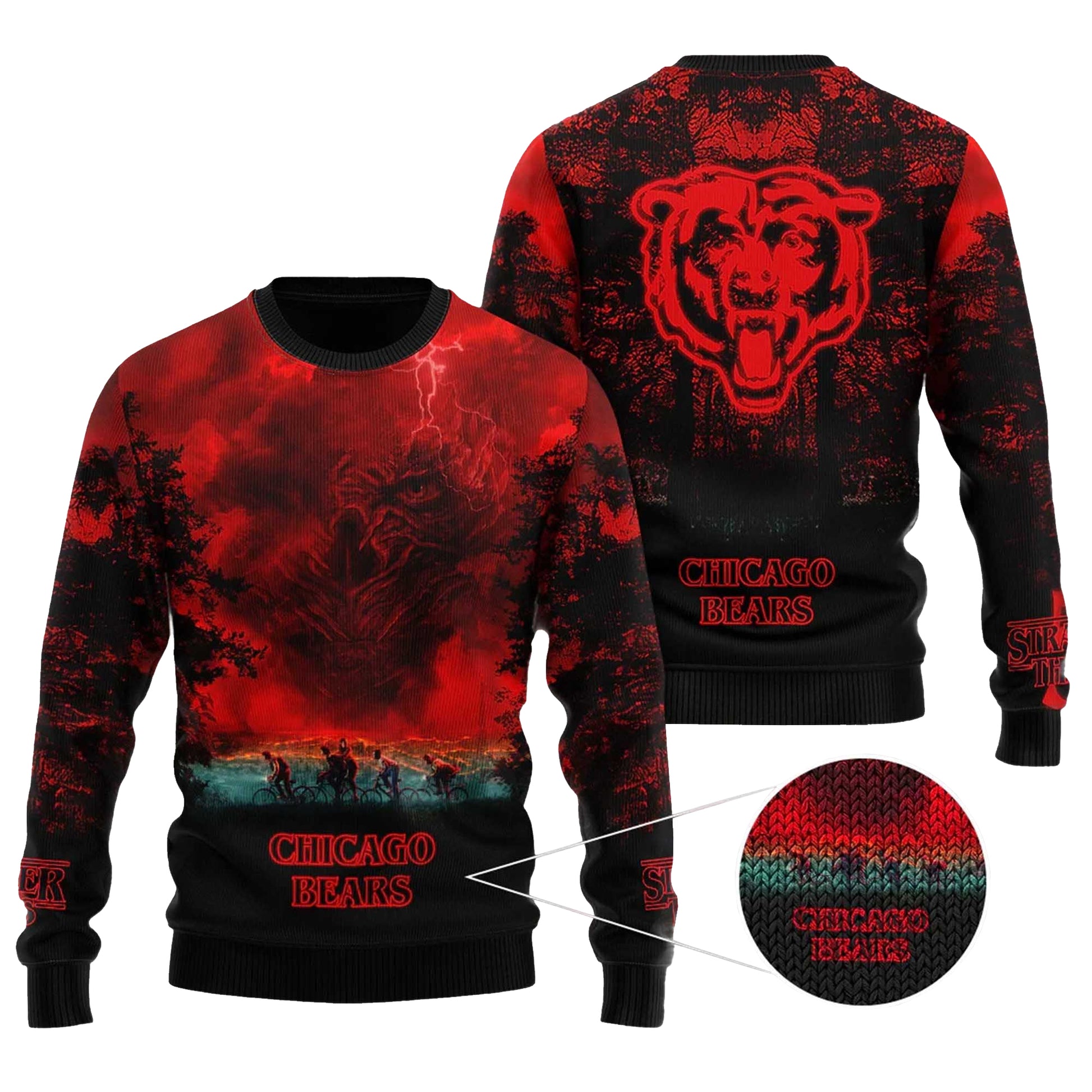 2025 Chicago Bears Stranger Things Ugly Sweater – Moonbestprint