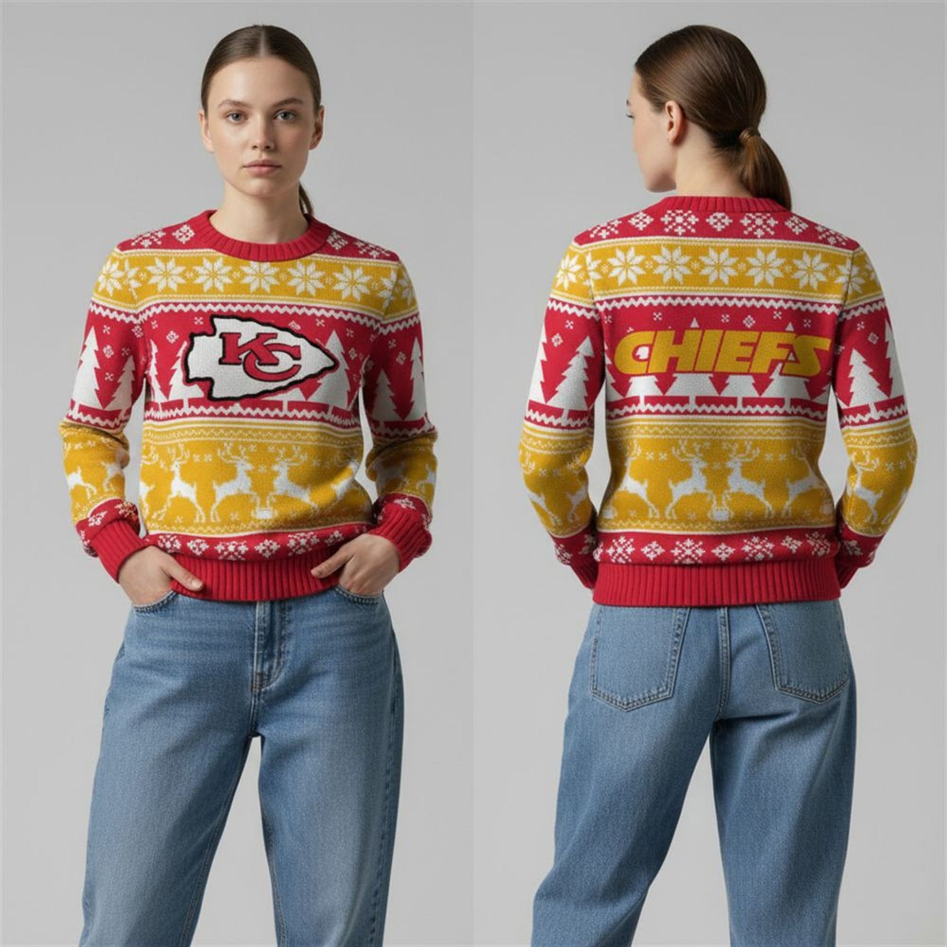 2026 Chiefs Reindeer Football Christmas Ugly Sweater - Moonbestprint