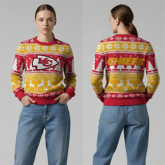 2026 Chiefs Reindeer Football Christmas Ugly Sweater - Moonbestprint