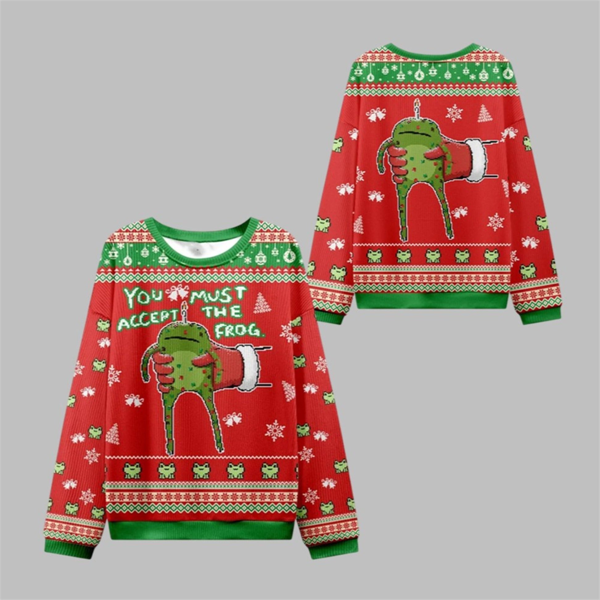 2026 Christmas Accept Japanese Frog Ugly Sweater - Moonbestprint