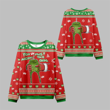 2026 Christmas Accept Japanese Frog Ugly Sweater - Moonbestprint