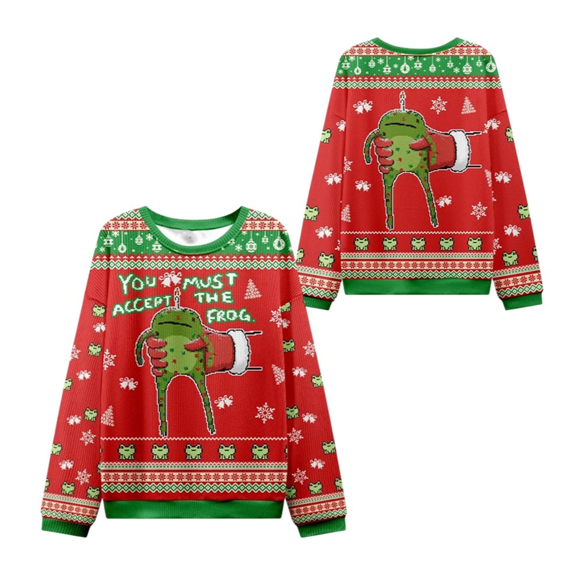 2026 Christmas Accept Japanese Frog Ugly Sweater - Moonbestprint