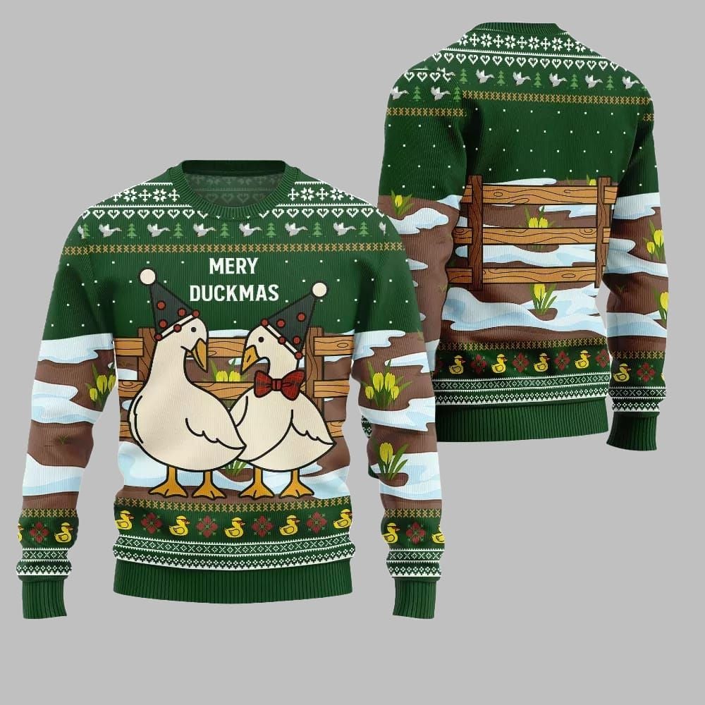2026 Christmas Adorable Duck Family Farm Ugly Christmas Sweater - Moonbestprint