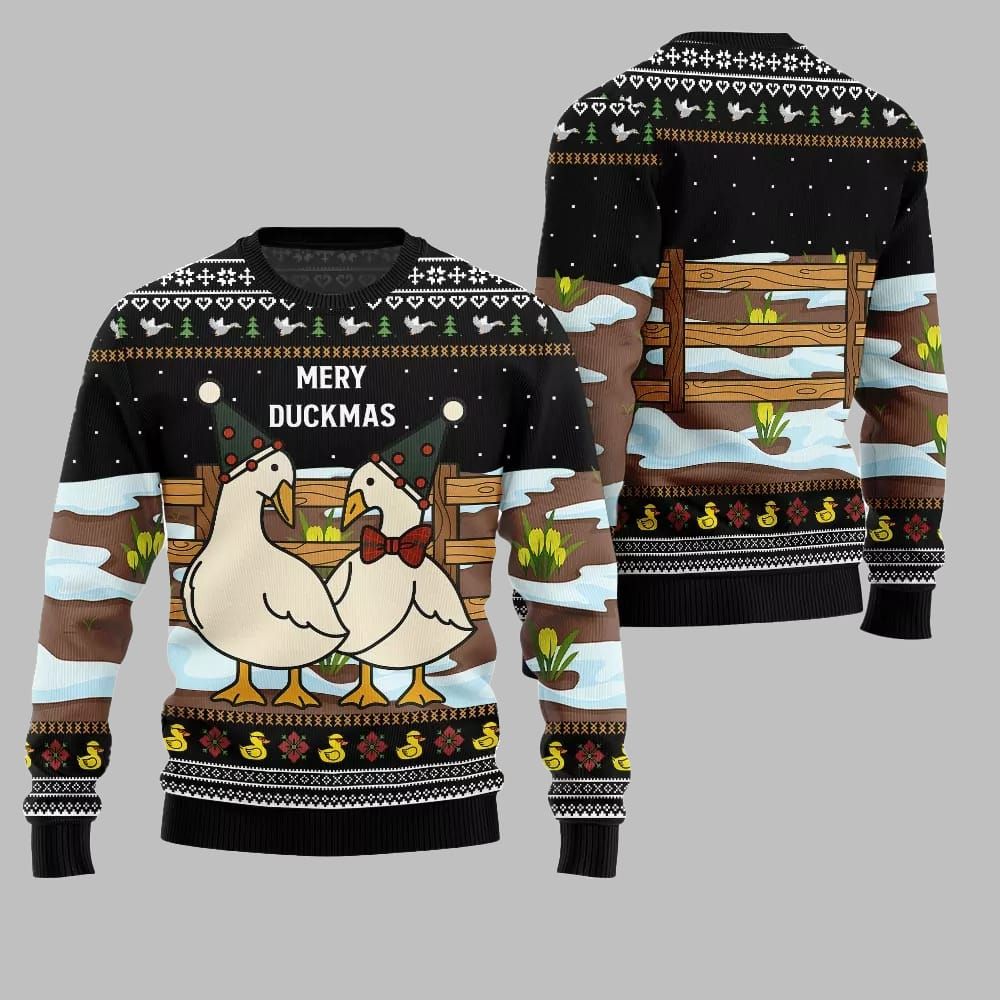 2026 Christmas Adorable Duck Family Farm Ugly Christmas Sweater - Moonbestprint