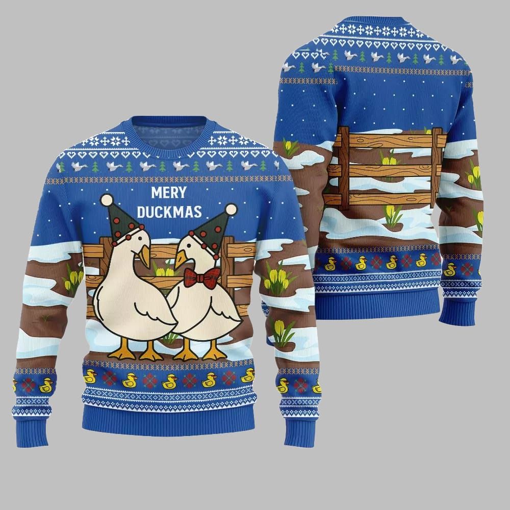 2026 Christmas Adorable Duck Family Farm Ugly Christmas Sweater - Moonbestprint