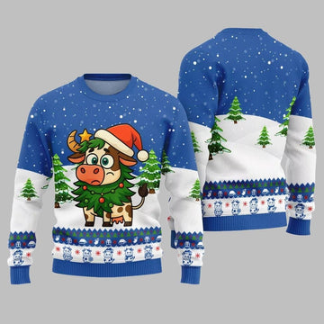 2026 Christmas Adorable Santa Cow Ugly Christmas Sweater - Moonbestprint