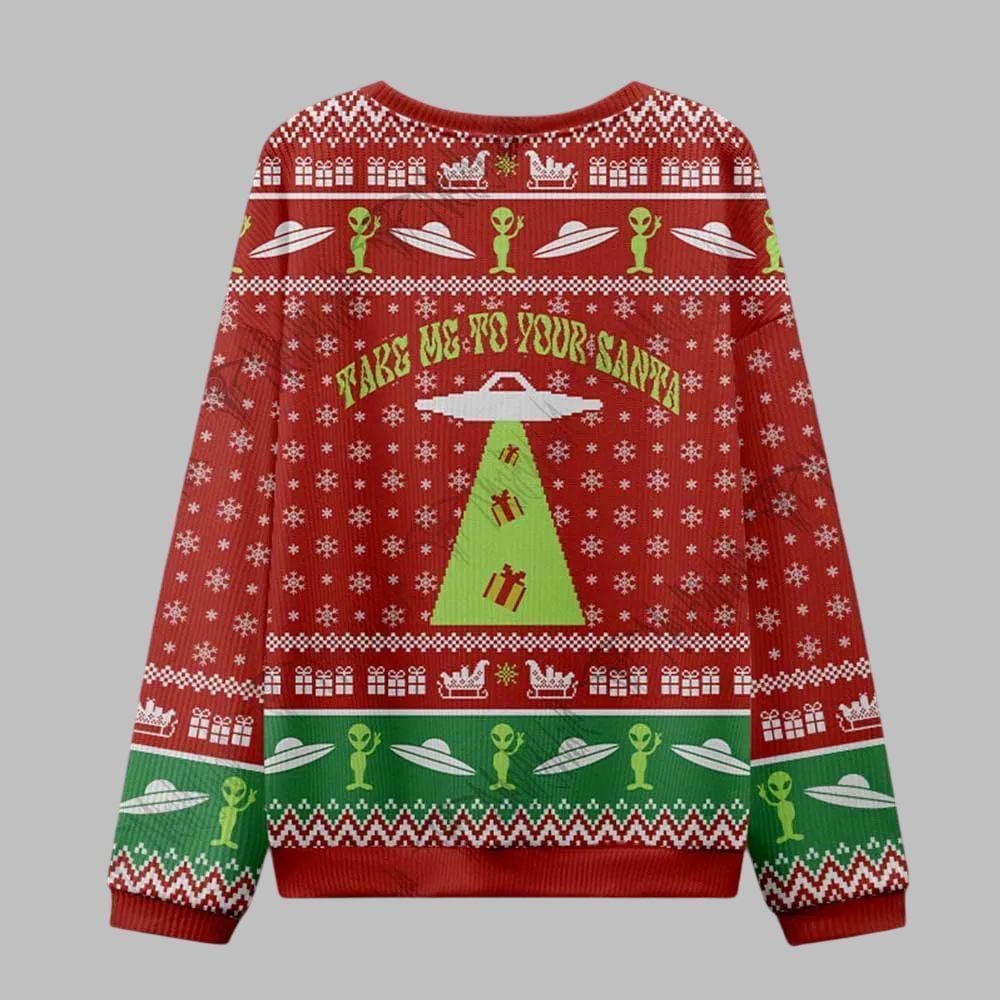 2026 Christmas Alien Believes in Santa Ugly Christmas Sweater - Moonbestprint
