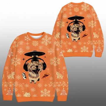 2026 Christmas Alien Cat Meme Ugly Sweater - Moonbestprint