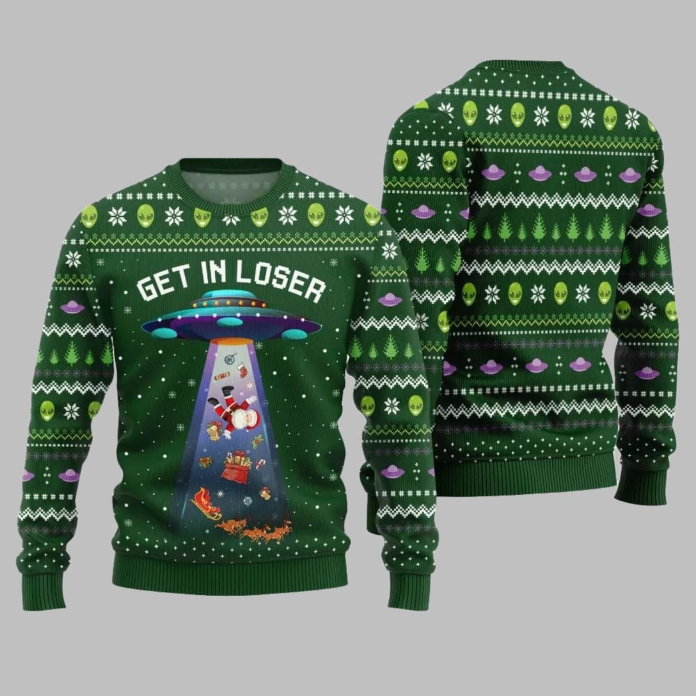 2026 Christmas Alien UFO Ugly Christmas Sweater - Moonbestprint