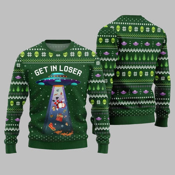 2026 Christmas Alien UFO Ugly Christmas Sweater - Moonbestprint