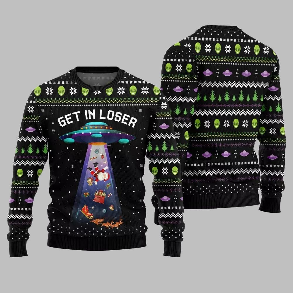 2026 Christmas Alien UFO Ugly Christmas Sweater - Moonbestprint