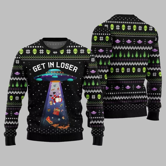 2026 Christmas Alien UFO Ugly Christmas Sweater - Moonbestprint