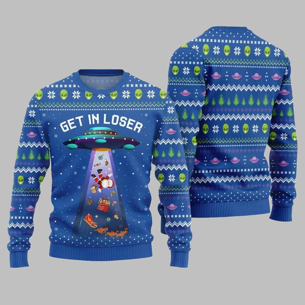 2026 Christmas Alien UFO Ugly Christmas Sweater - Moonbestprint