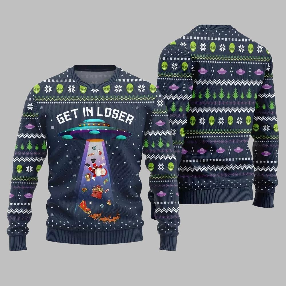 2026 Christmas Alien UFO Ugly Christmas Sweater - Moonbestprint