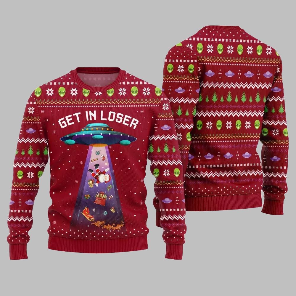 2026 Christmas Alien UFO Ugly Christmas Sweater - Moonbestprint