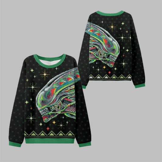 2026 Christmas Alien Xenomorph Ugly Sweater - Moonbestprint