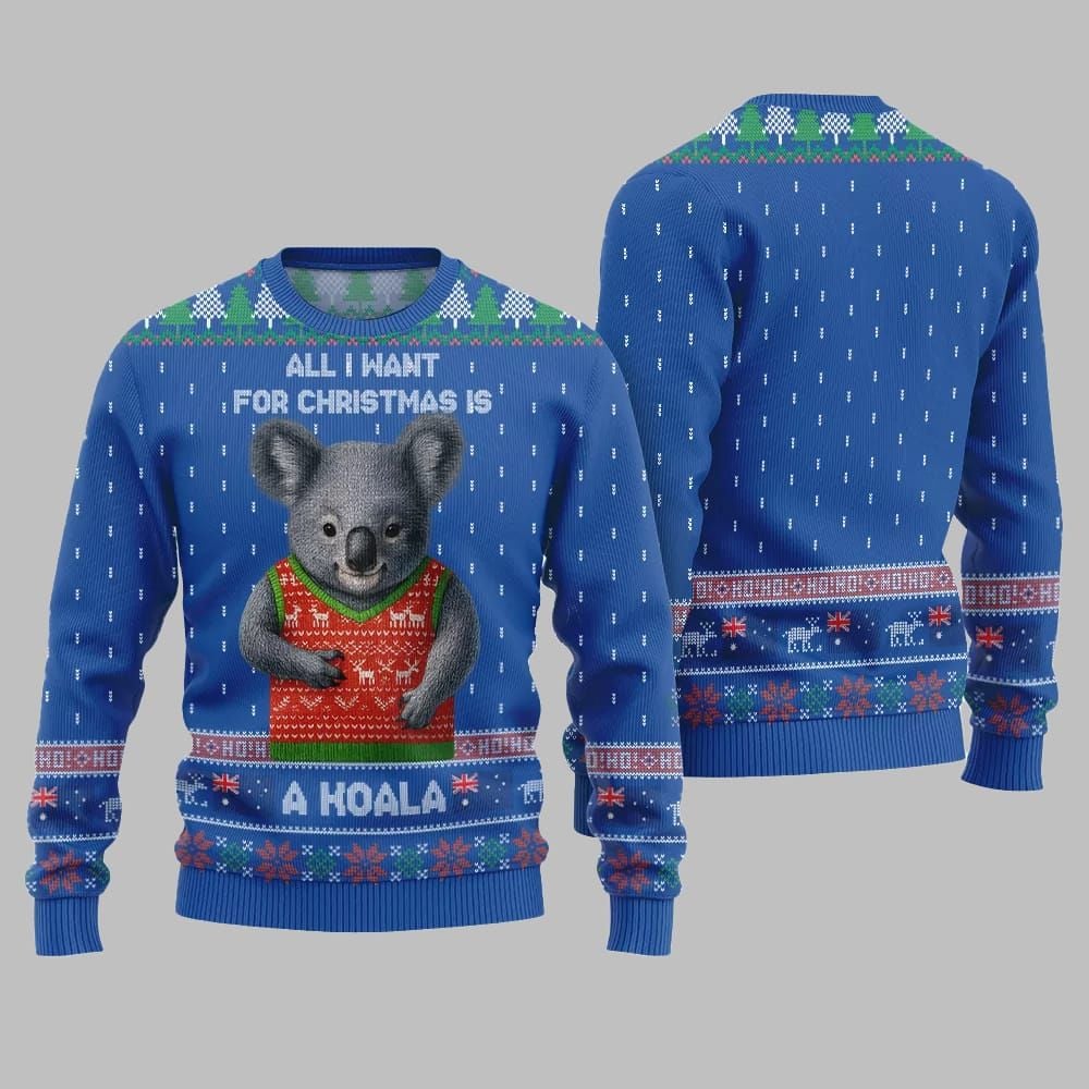 2026 Christmas All I Want For Christmas Is A Koala Ugly Christmas Sweater - Moonbestprint