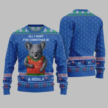 2026 Christmas All I Want For Christmas Is A Koala Ugly Christmas Sweater - Moonbestprint