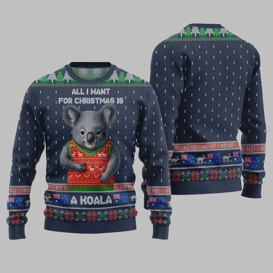 2026 Christmas All I Want For Christmas Is A Koala Ugly Christmas Sweater - Moonbestprint