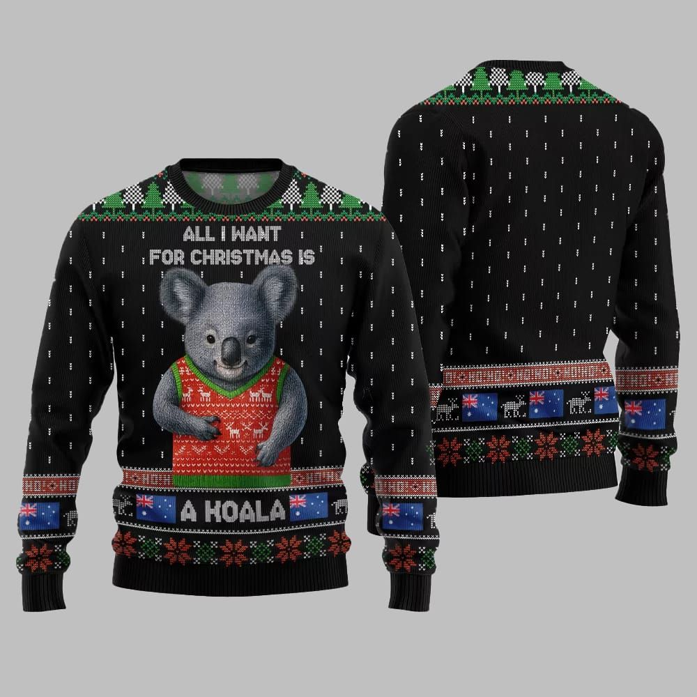 2026 Christmas All I Want For Christmas Is A Koala Ugly Christmas Sweater - Moonbestprint