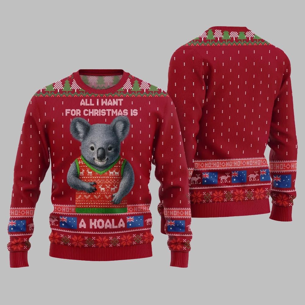 2026 Christmas All I Want For Christmas Is A Koala Ugly Christmas Sweater - Moonbestprint
