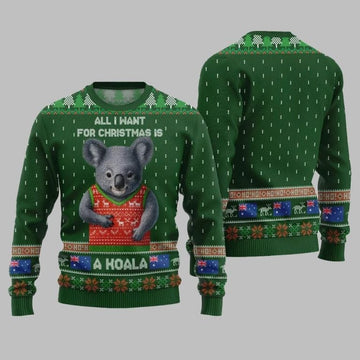 2025 Christmas All I Want For Christmas Is A Koala Ugly Christmas Sweater – Moonbestprint