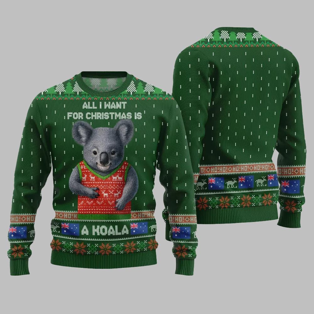 2026 Christmas All I Want For Christmas Is A Koala Ugly Christmas Sweater - Moonbestprint