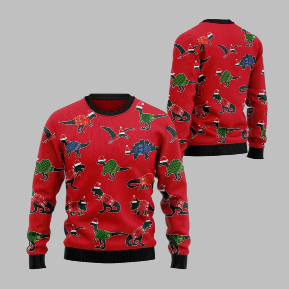 2026 Christmas Amazing Dinosaur Ugly Christmas Sweater - Moonbestprint