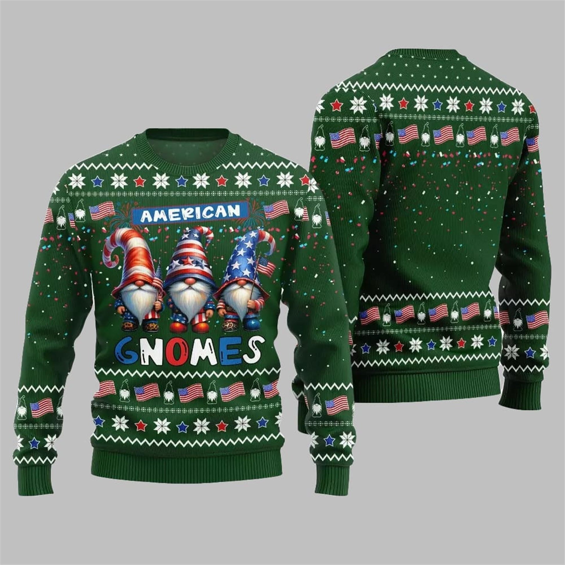 2026 Christmas American Gnomes Ugly Sweater - Moonbestprint