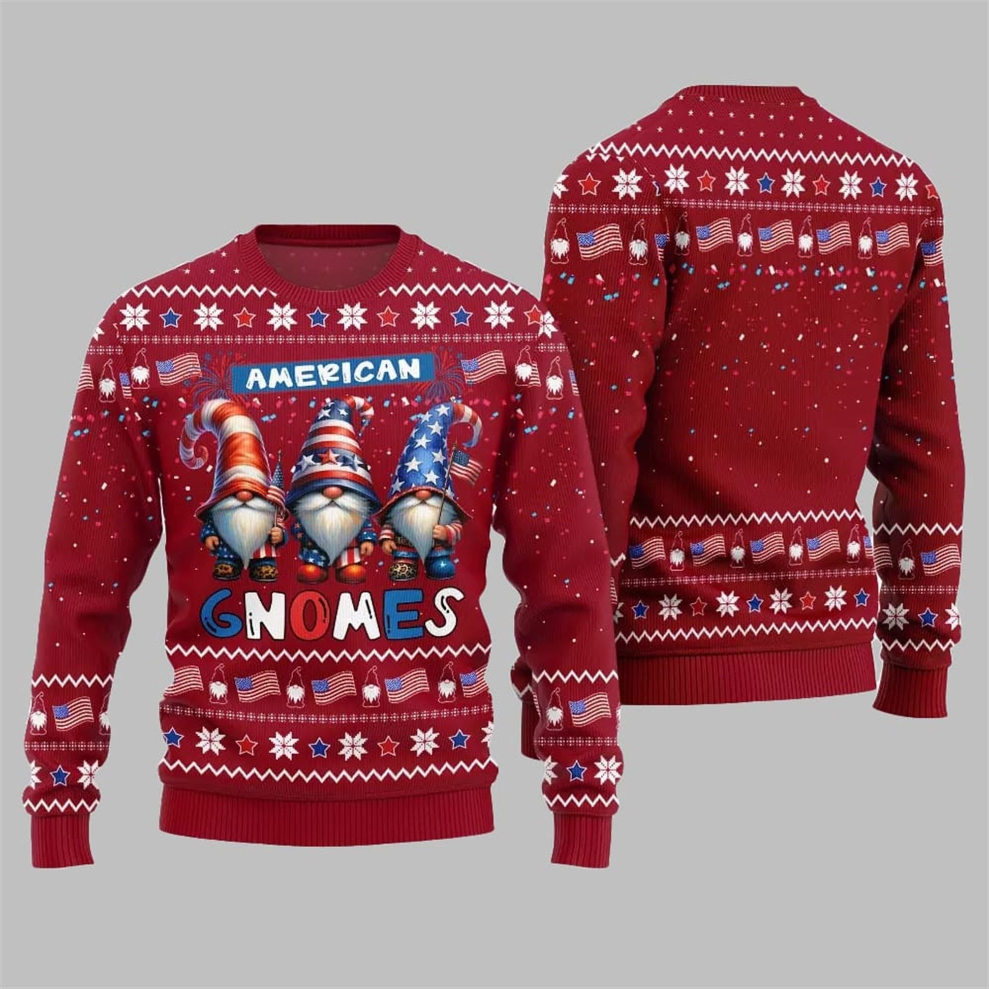 2026 Christmas American Gnomes Ugly Sweater - Moonbestprint