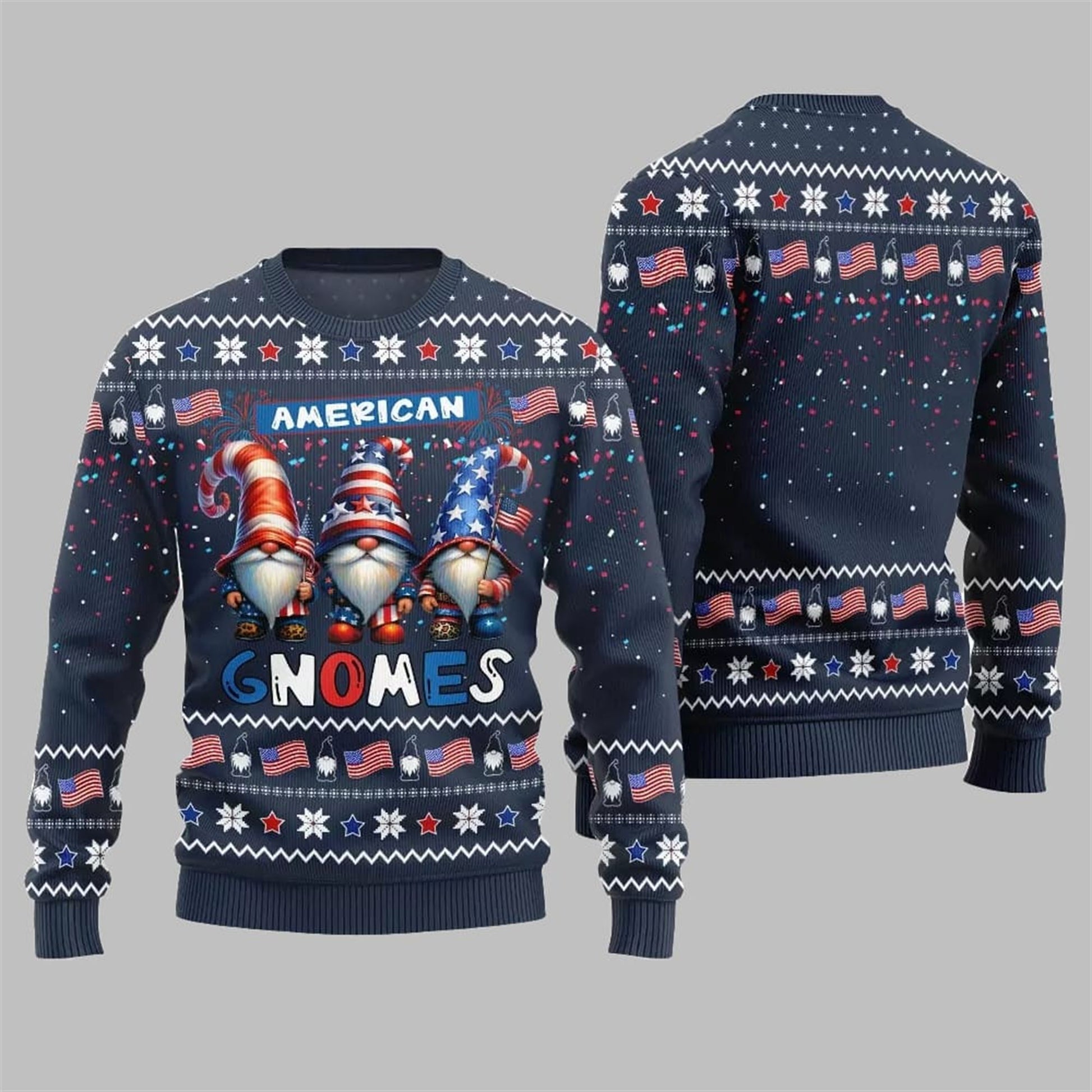 2026 Christmas American Gnomes Ugly Sweater - Moonbestprint