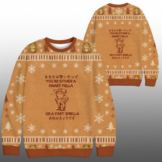 2026 Christmas Are You A Smart Fella Or Fart Smella Ugly Sweater - Moonbestprint