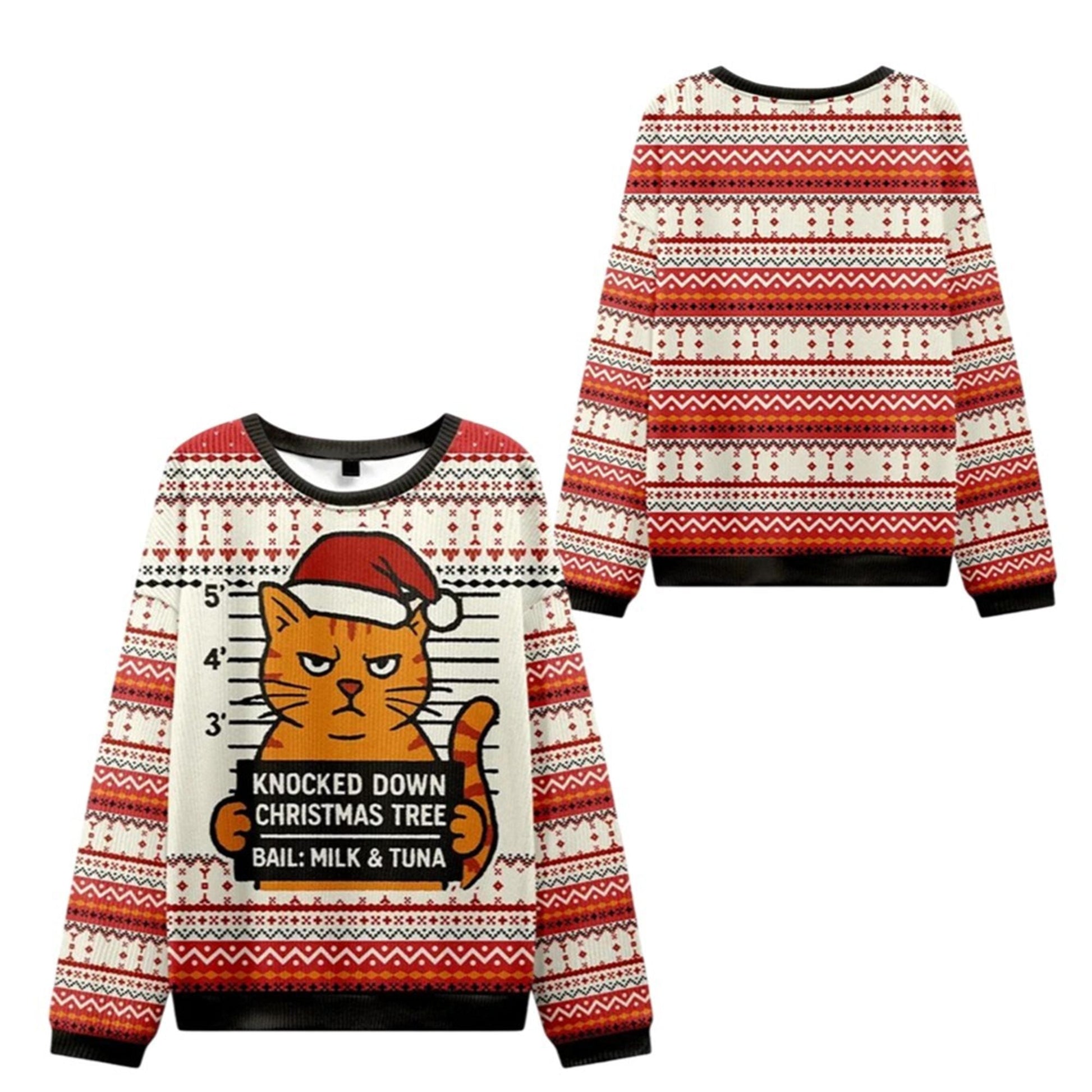 2026 Christmas Arrested Cat Christmas Tree Ugly Sweater - Moonbestprint