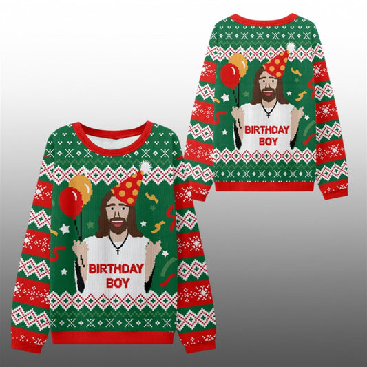 2026 Christmas BIRTHDAY BOY Jesus Ugly Sweater - Moonbestprint