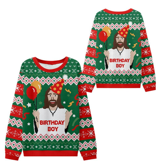 2026 Christmas BIRTHDAY BOY Jesus Ugly Sweater - Moonbestprint