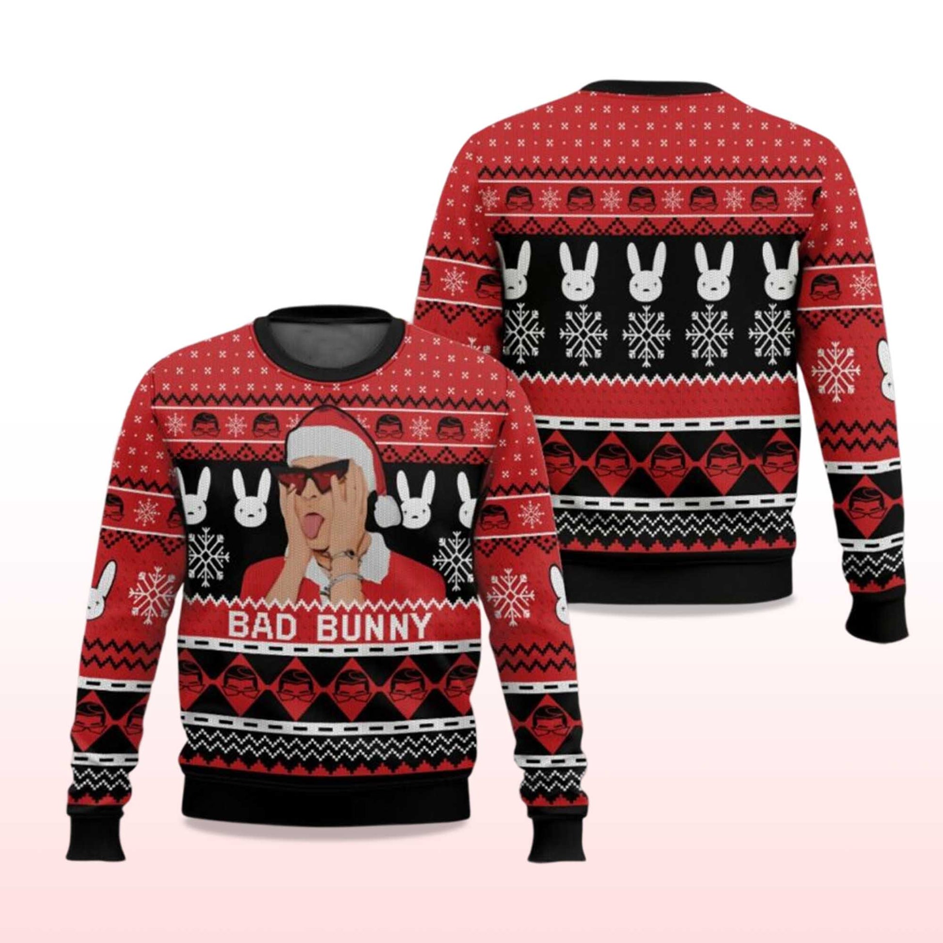 2026 Christmas Bad Bunny Ugly Sweater Moonbestprint