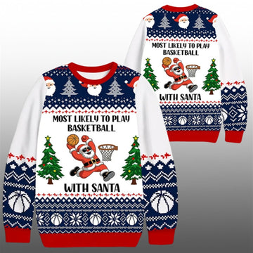 2026 Christmas Basketball With Santa Ugly Sweater - Moonbestprint