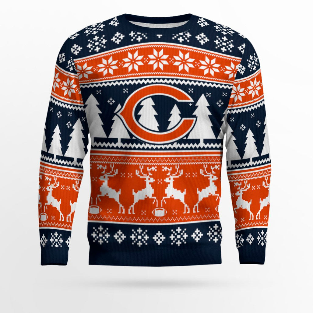 2025 Christmas Bears Reindeer Football Ugly Sweater – Moonbestprint