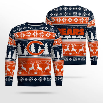 2025 Christmas Bears Reindeer Football Ugly Sweater – Moonbestprint