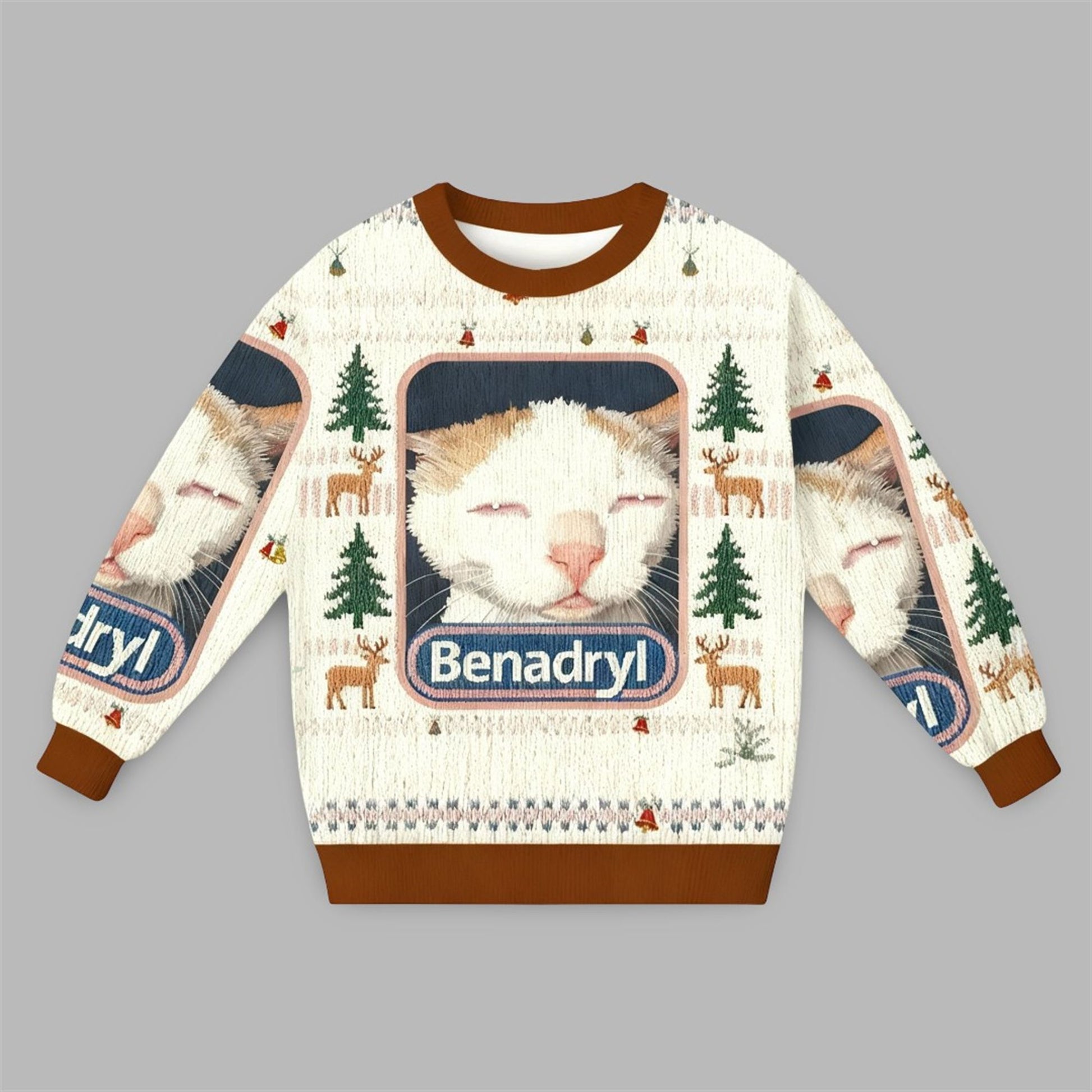 2026 Christmas Benadryl Cat Meme Ugly Sweater - Moonbestprint