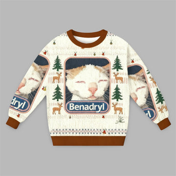2026 Christmas Benadryl Cat Meme Ugly Sweater - Moonbestprint
