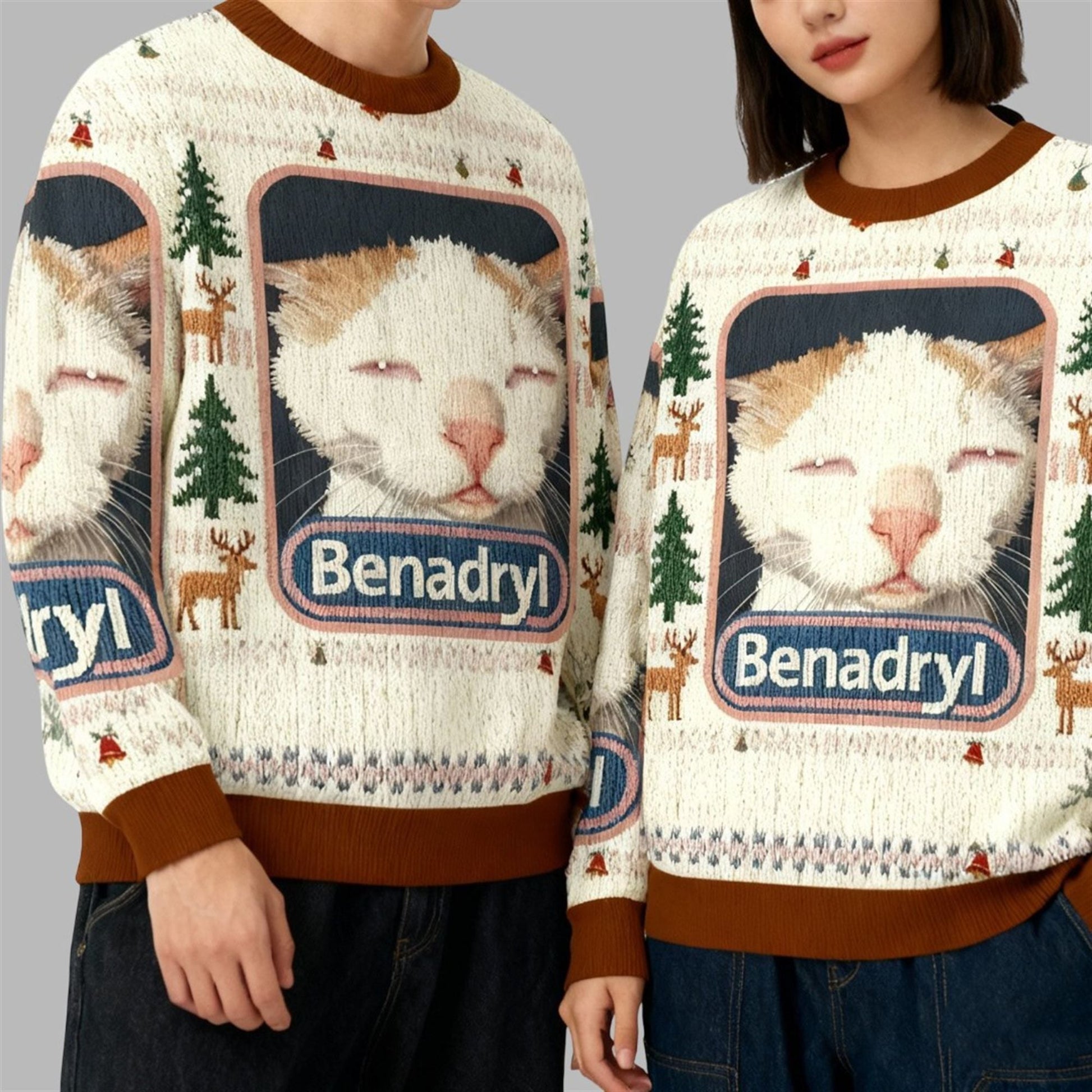2026 Christmas Benadryl Cat Meme Ugly Sweater - Moonbestprint