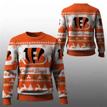 2026 Christmas Bengals Festive Reindeer Tree Ugly Sweater - Moonbestprint