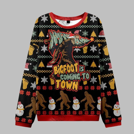 2026 Christmas Bigfoot is Coming to Town Ugly Christmas Sweater - Moonbestprint