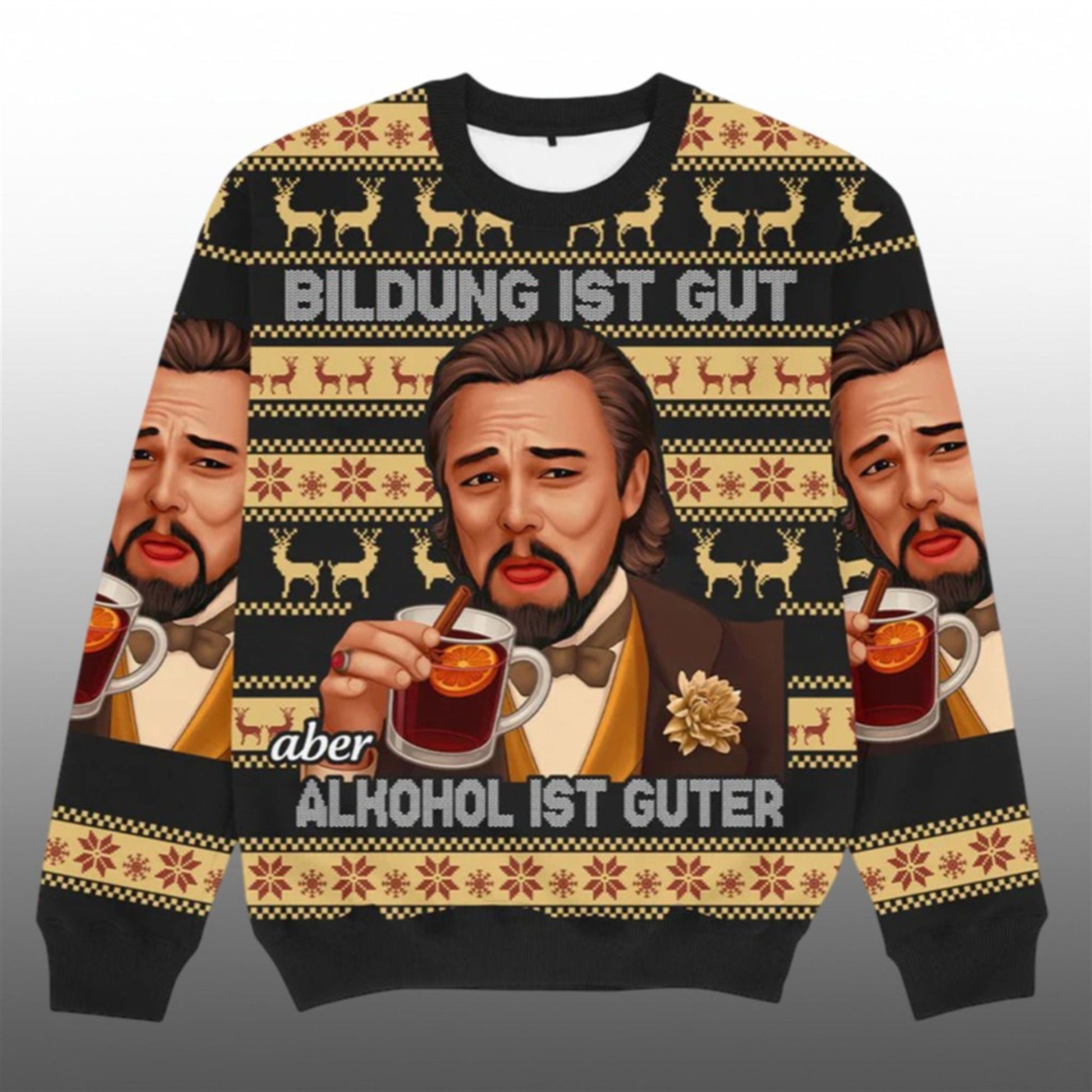 2026 Christmas Bildung Ist Gut Alkohol Ugly Sweater - Moonbestprint