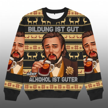 2026 Christmas Bildung Ist Gut Alkohol Ugly Sweater - Moonbestprint