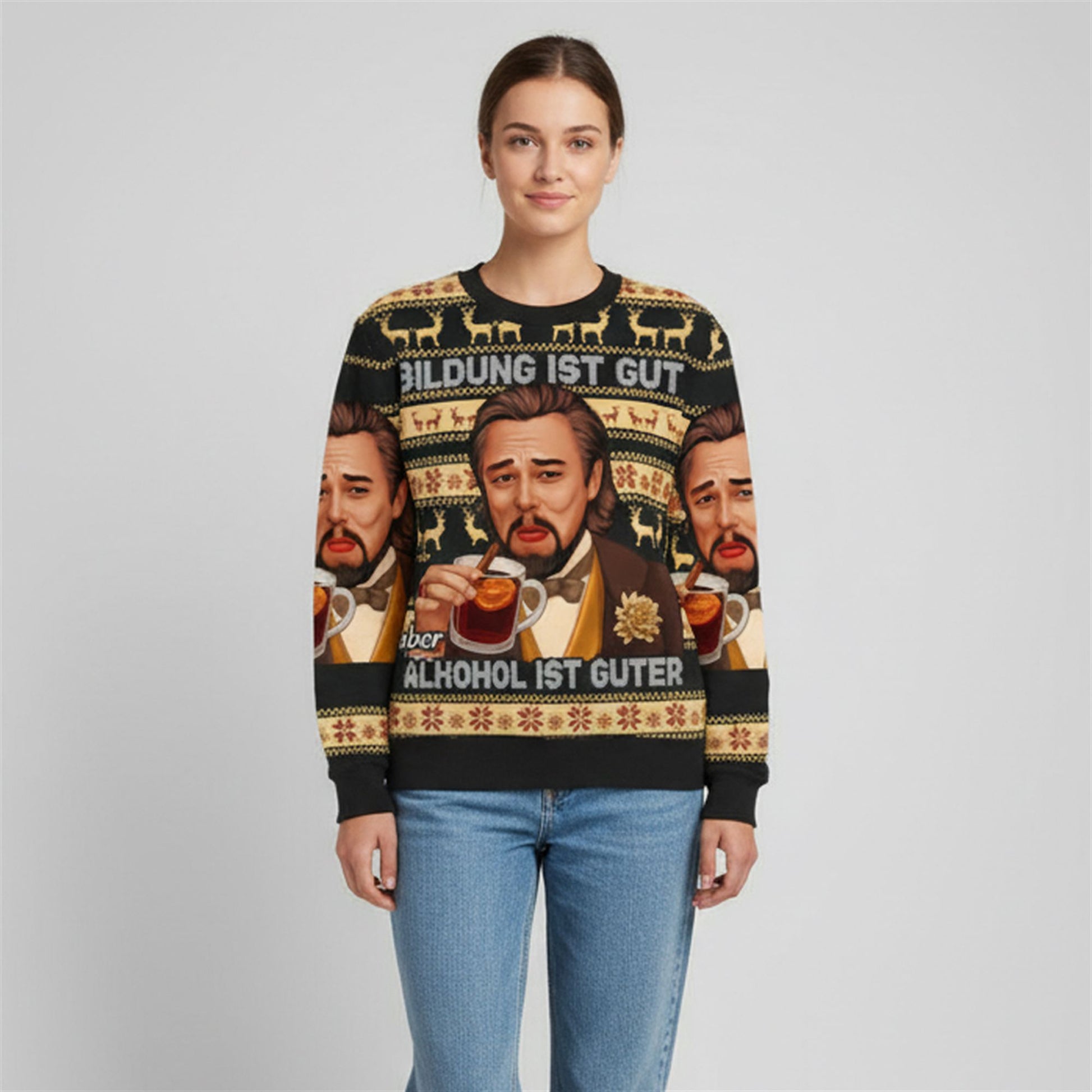 2026 Christmas Bildung Ist Gut Alkohol Ugly Sweater - Moonbestprint