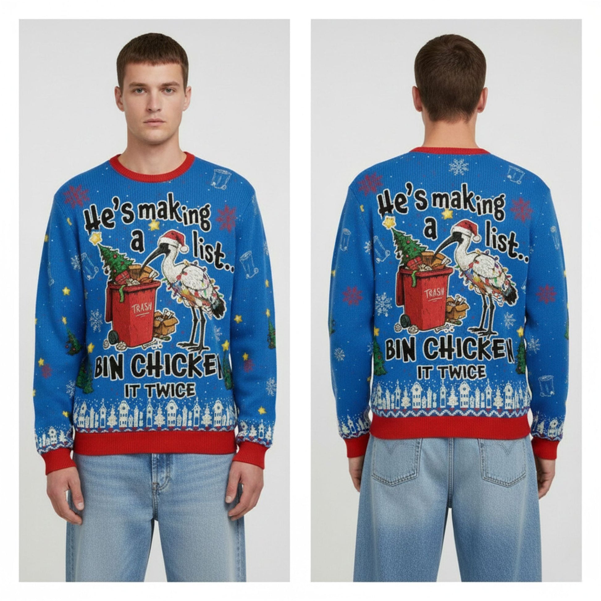 2026 Christmas Bin Chicken It Twice Ugly Sweater - Moonbestprint