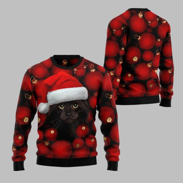 2026 Christmas Black Cat Christmas Ugly Christmas Sweater - Moonbestprint