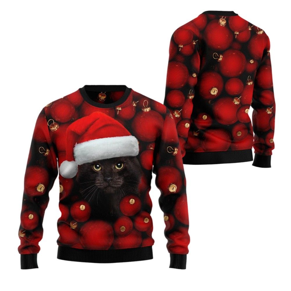2026 Christmas Black Cat Christmas Ugly Christmas Sweater - Moonbestprint